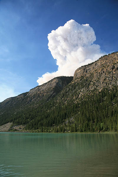 Spreading Creek Wildfire, as seen from across Lower Waterfall Lake.