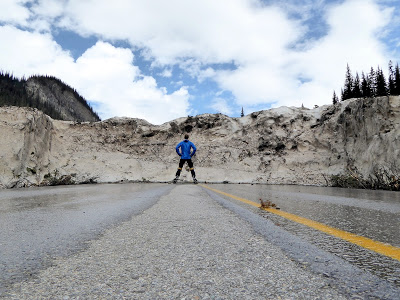 Joel Hagen selfie at the big slide on the Yolo Valley Road in early June. For more early season photos of extraordinary avalanches, check out Great Divide Nature Interpretation's Nature Notes Blog.