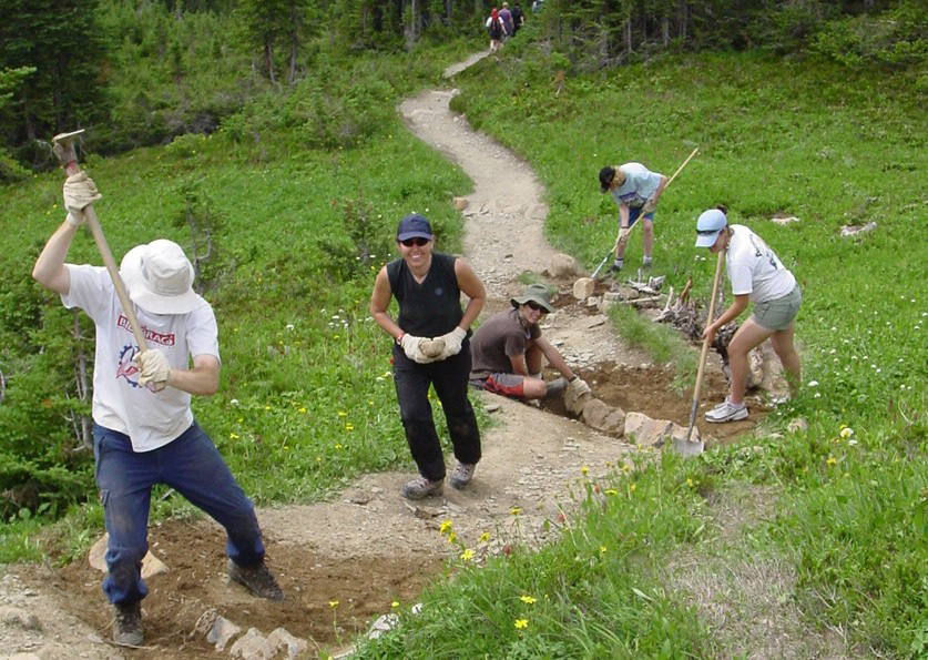 A Jasper Trail Alliance crew works on the Cavell Meadows trail. The JTA is the only volunteer trail-minder organization in the mountain national parks.