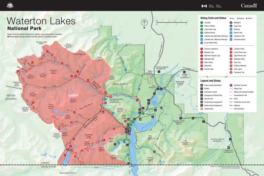 Waterton Lakes National Park map