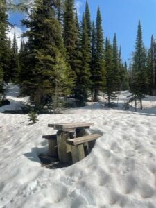 Floe Lake campground under snow