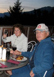 Nancy and Thor dining in the Columbia Valley following their move to BC. Brian Patton photo.