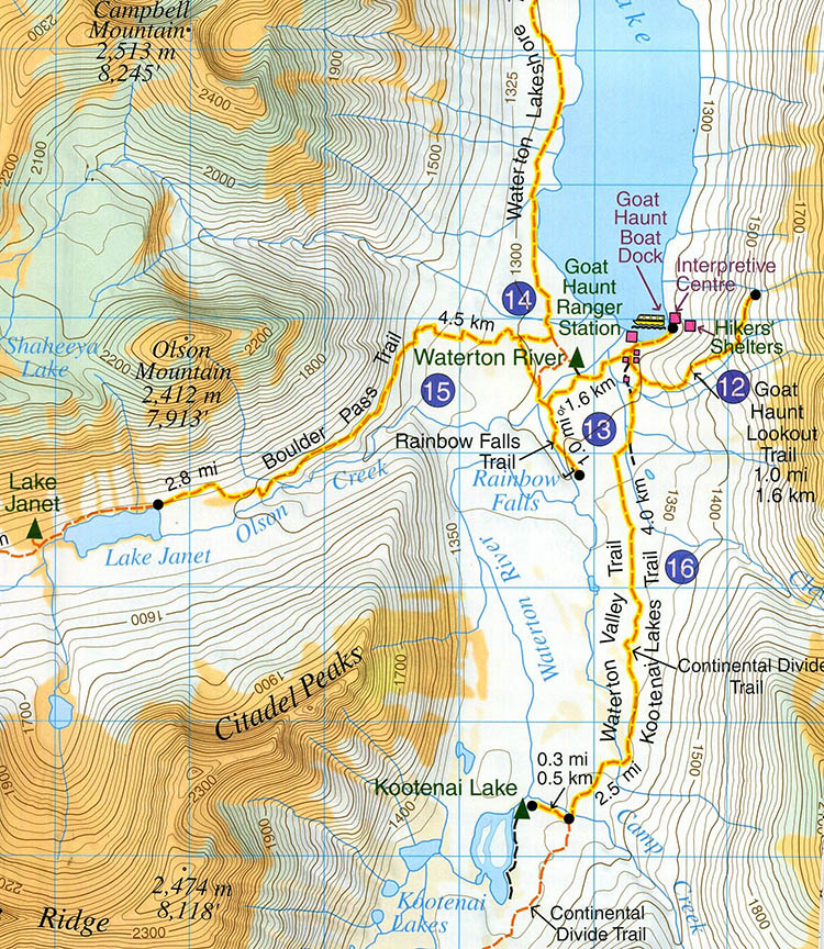 Gem Trek Waterton Lakes National Park map